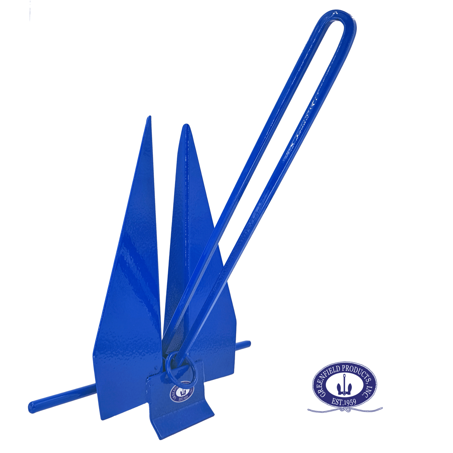 Greenfield Fluke Anchor, Large Coated, Color Slip-Ring Boat Anchors. Premium Made in USA (Royal Blue)