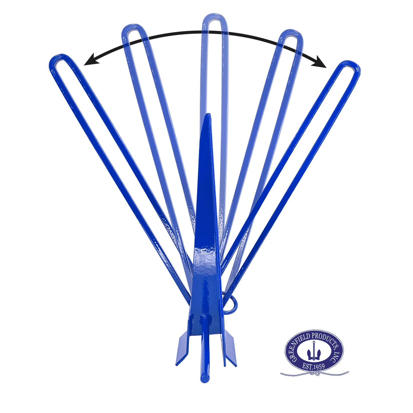 Greenfield Fluke Anchor, Large Coated, Color Slip-Ring Boat Anchors. Premium Made in USA (Royal Blue)