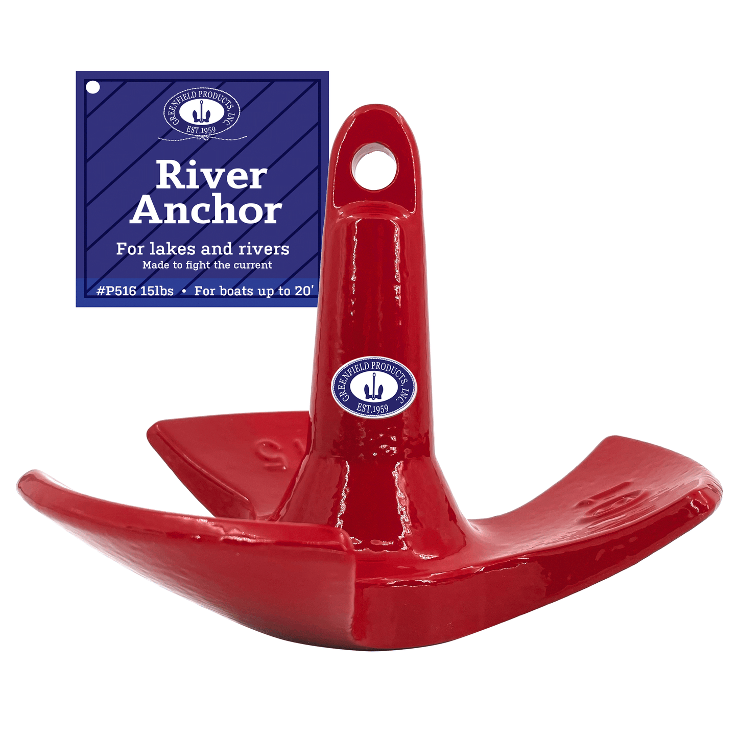 Greenfield Products - River Anchors for Boats, 15 lb Boat Anchor, USA Poly Coated Boat Anchors, Durable Pontoon Boat Anchor/Small Boat Anchor with Mushroom Anchor Design. Best for Lakes and Rivers