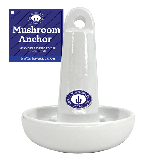 White coated 10 lb cast iron mushroom anchor with rounded cap