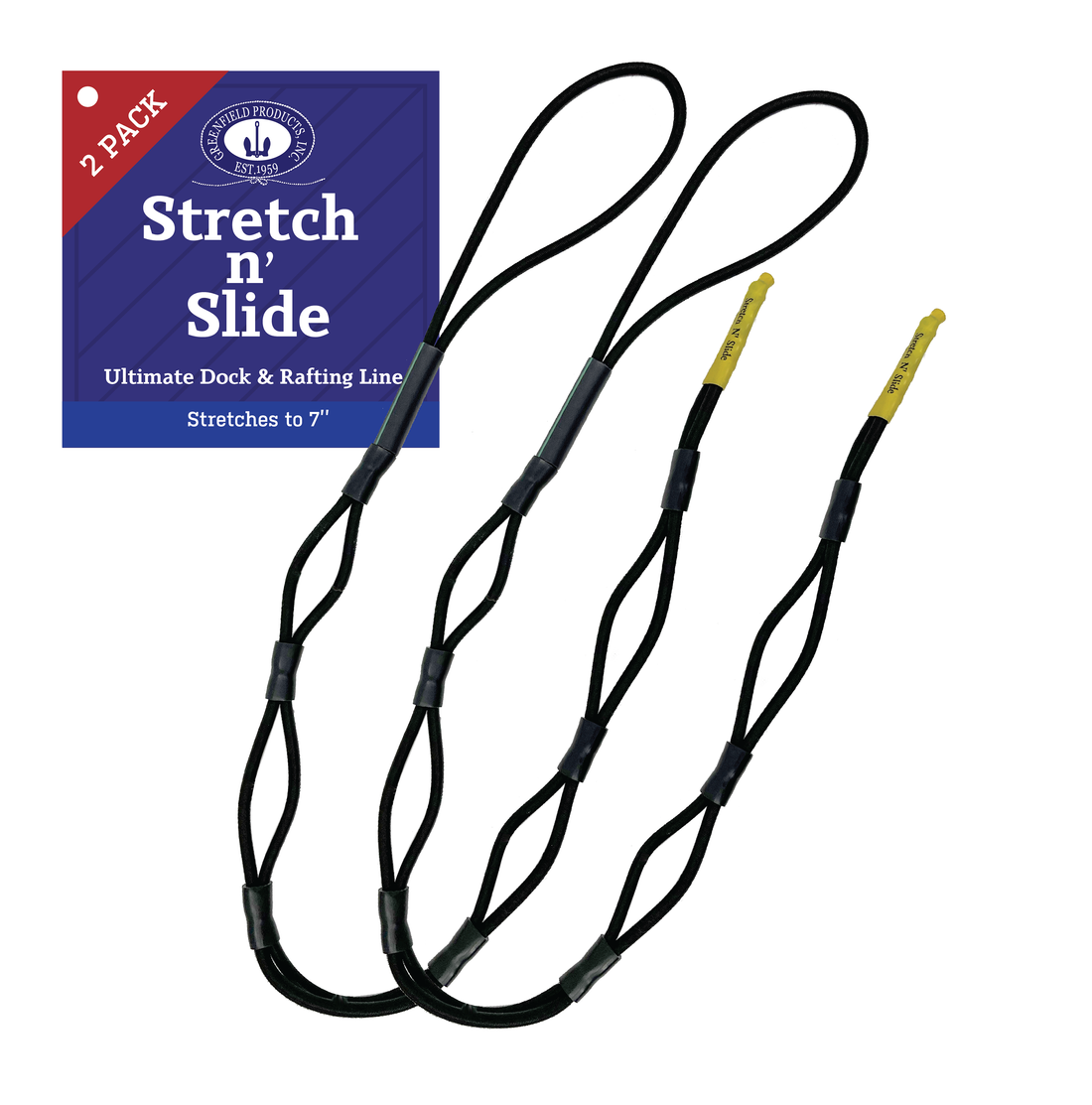 Stretch 'n Slide bungee dock line 2-pack with product placard