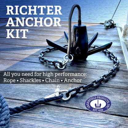 Greenfield - Original Richter Anchor, High Performance Coated Spike Boat Anchor for All Conditions- Sand, Mud, Rocks, Rivers, and Lakes. Multiple (18 lb. - for Boats Up to 24')