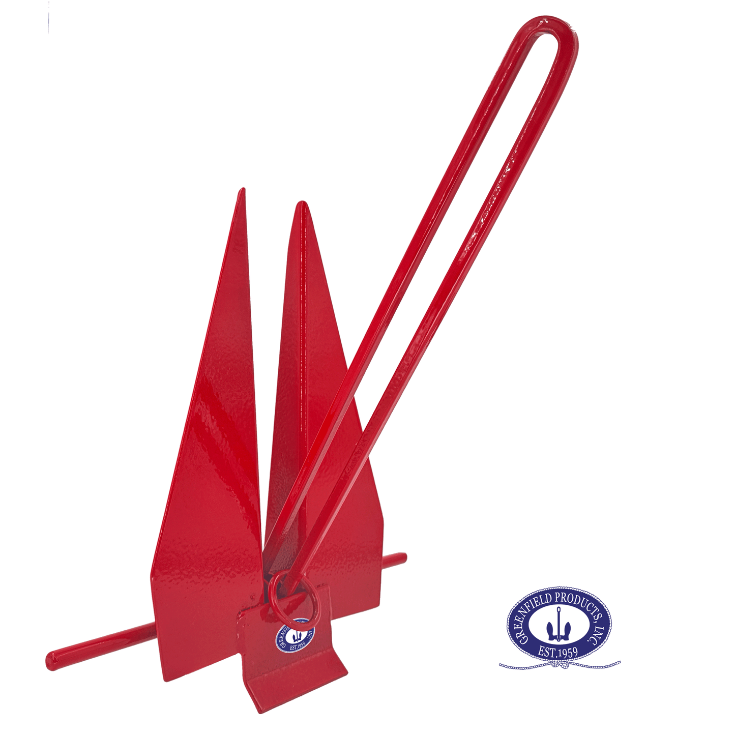 Greenfield Fluke Anchor, Large Coated, Color Slip-Ring Boat Anchors. Premium Made in USA (Red)