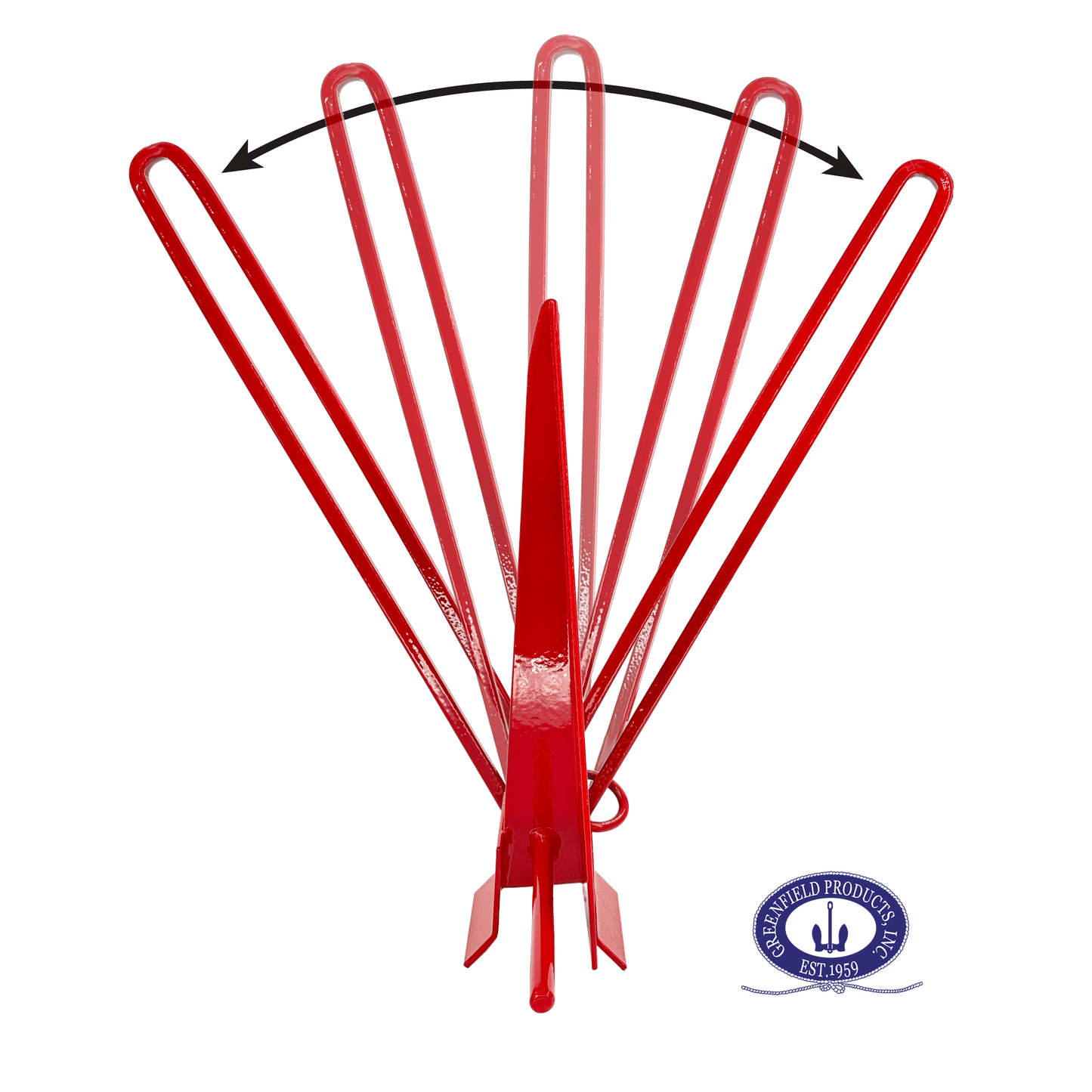 Greenfield Fluke Anchor, Large Coated, Color Slip-Ring Boat Anchors. Premium Made in USA (Red)