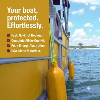 Greenfield Boat Fender Dock Kit 2-Pack with Bungee Dock Lines and Rope Locks