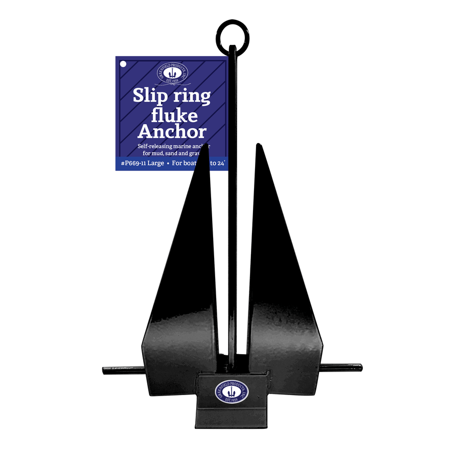 Greenfield black slip-ring fluke boat anchor