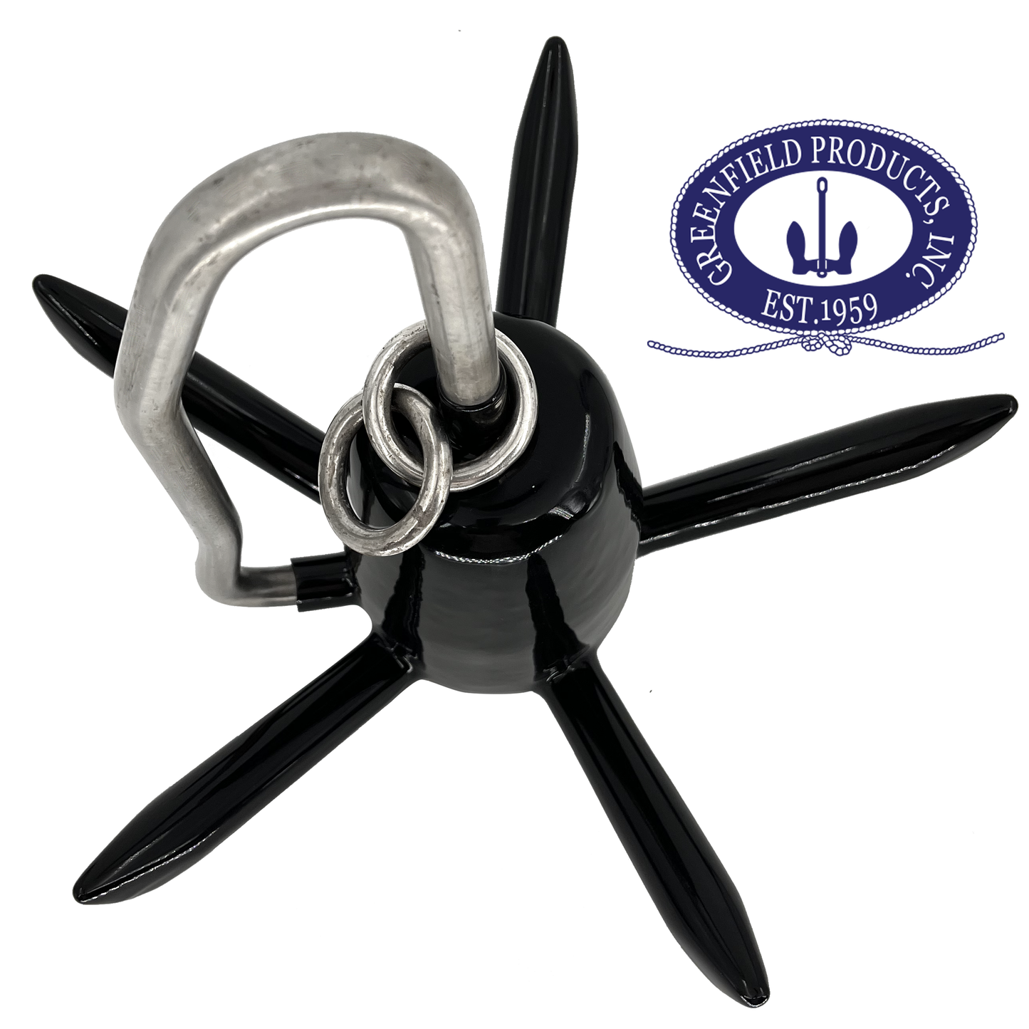 Greenfield - Original Richter Anchor, High Performance Coated Spike Boat Anchor for All Conditions- Sand, Mud, Rocks, Rivers, and Lakes. Multiple (18 lb. - for Boats Up to 24')