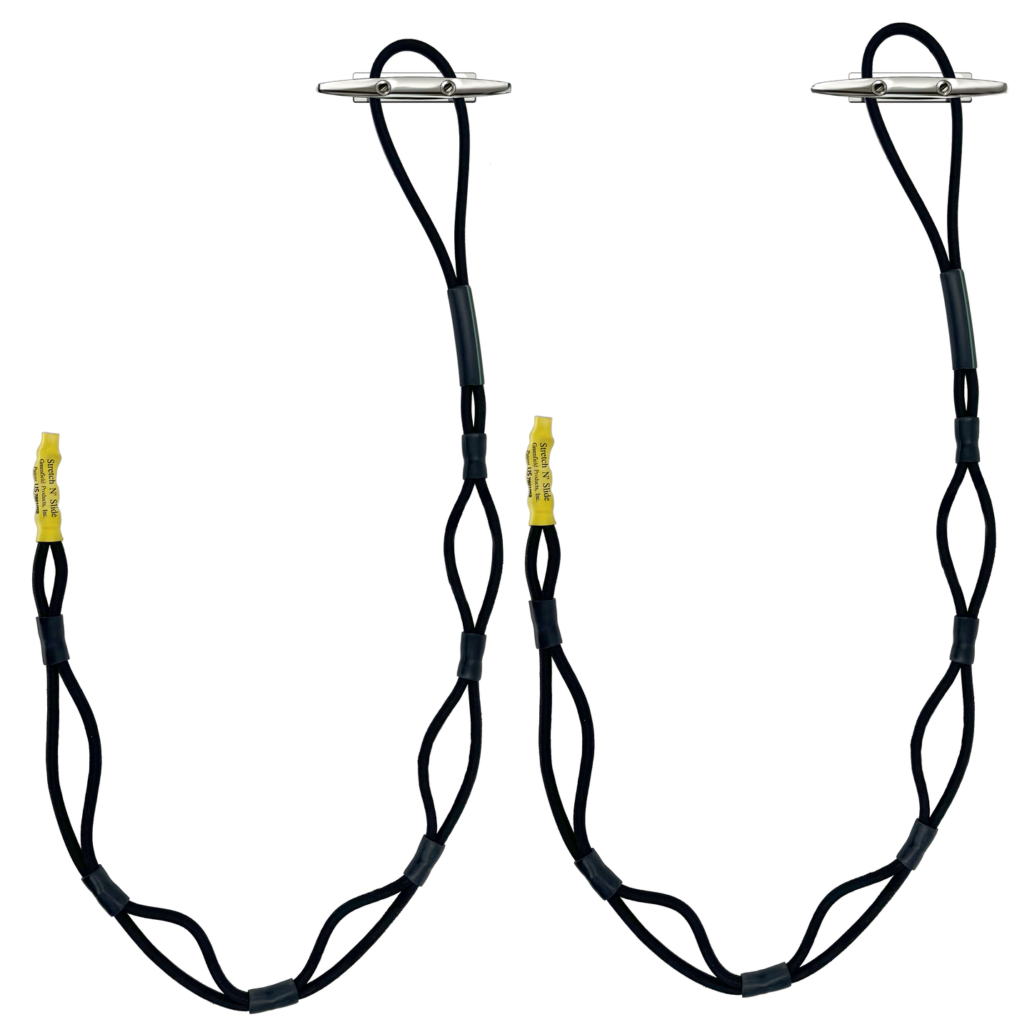 Stretch 'n Slide Bungee Dock Lines, Stretches to 7ft with Adjustable Loops, Ideal for Docking or Rafting, Boats, Jetskis, PWC. Boat Dock Lines with Loop.